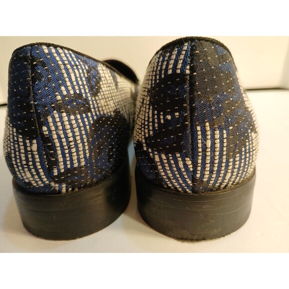 Sole Society 7.5 Winslow Navy Stripe Floral Jacquard Embroidery Loafer Pointed - Picture 10 of 16